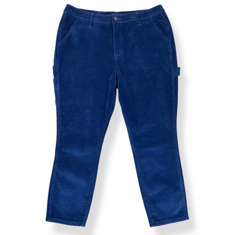 Judy Blue Pants Women 32 (ACTUAL 36x26.5) Blue Slim Fit Corduroy Carpenter EUC